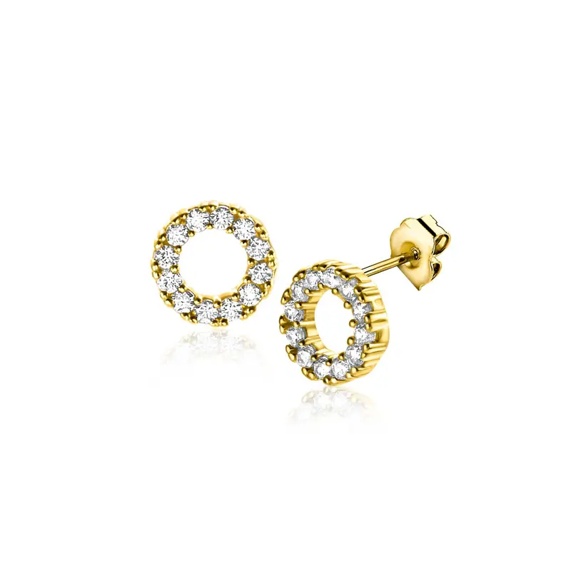 ZINZI 14K Gouden Oorknoppen met Witte Zirkonia ZGO456