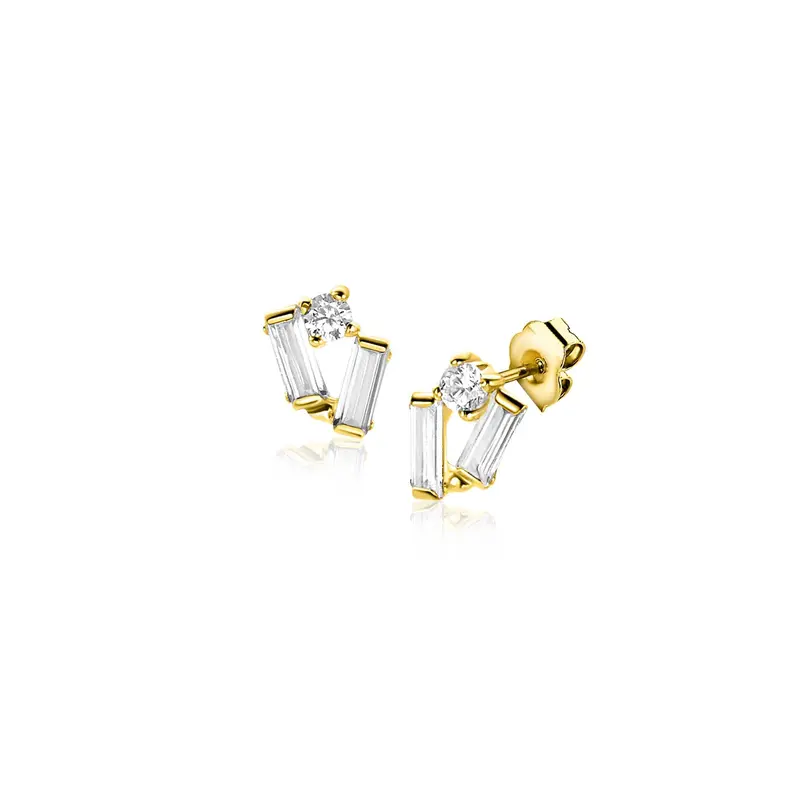 ZINZI 14K Gouden Oorknoppen met Witte Zirkonia ZGO465