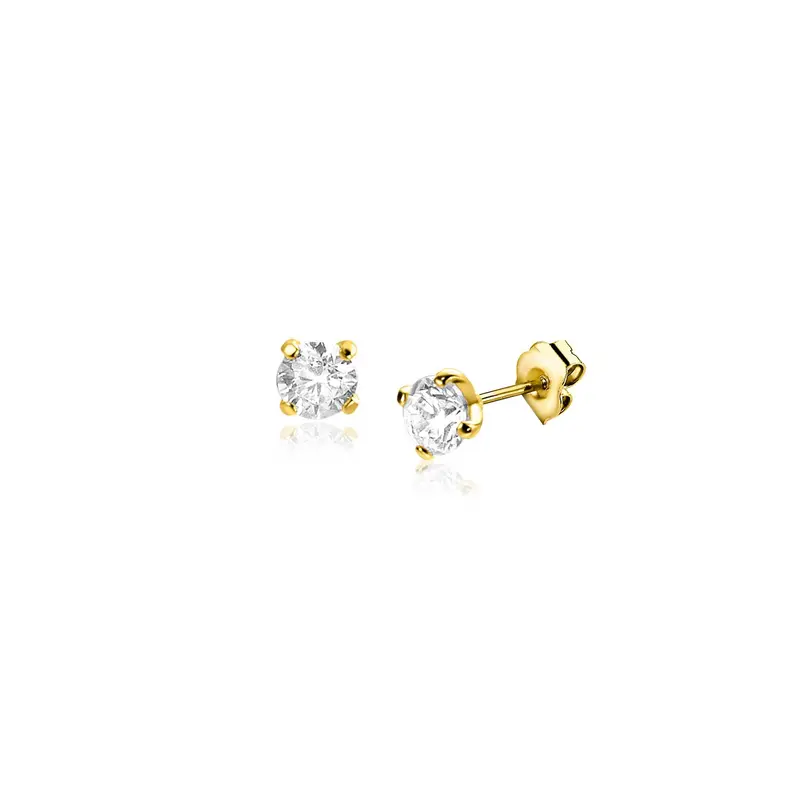 ZINZI 14K Gouden Oorknoppen met Witte Zirkonia ZGO475