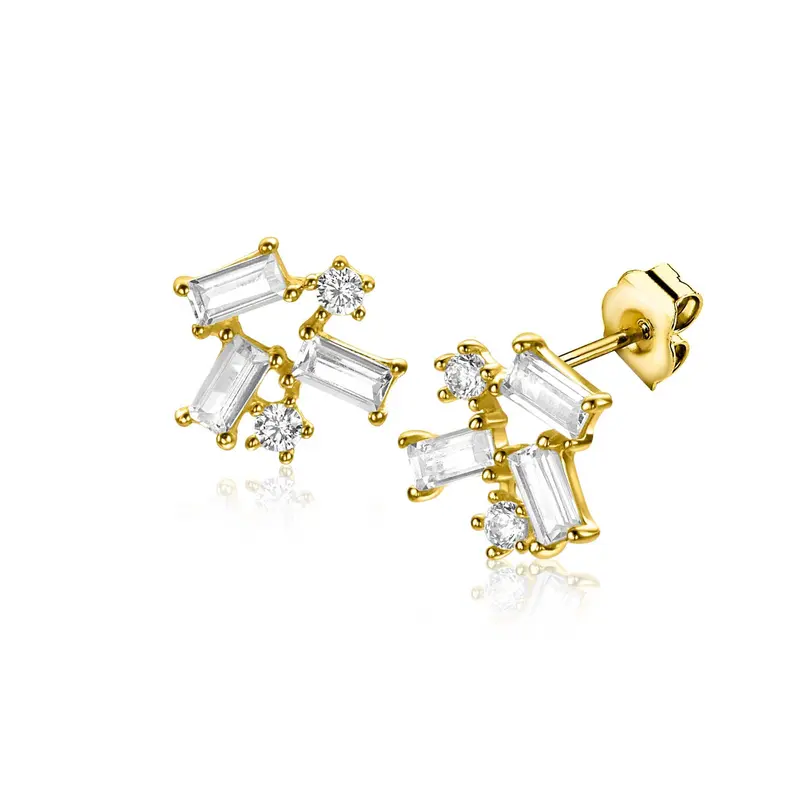 ZINZI 14K Gouden Oorknoppen met Witte Zirkonia ZGO511
