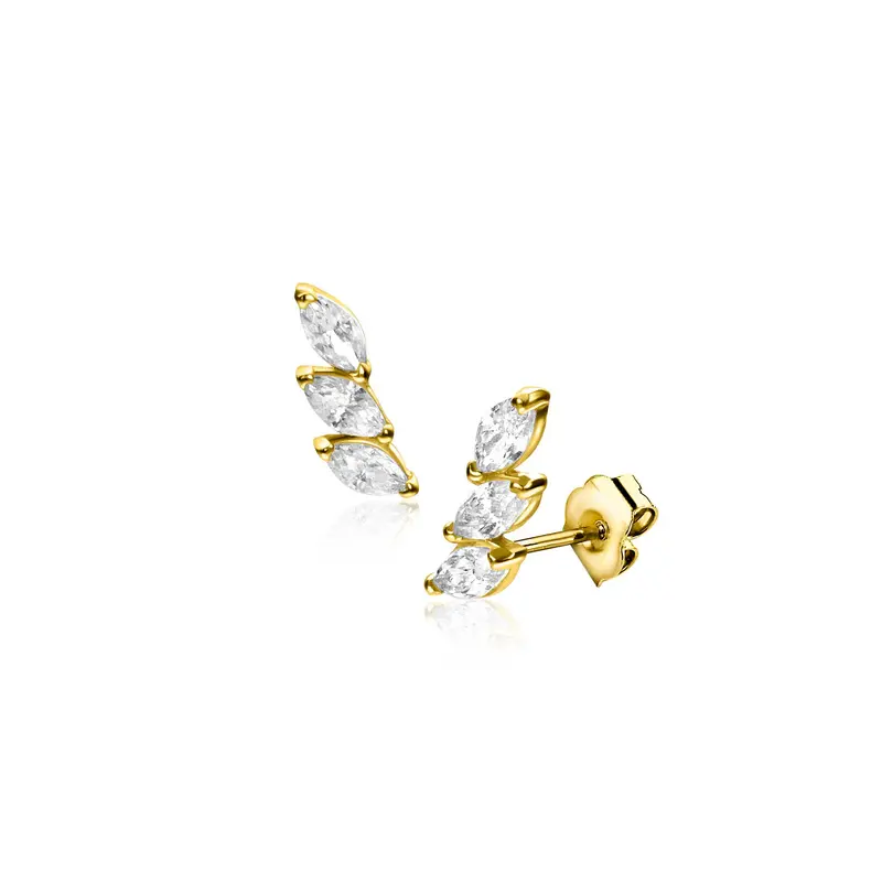 ZINZI 14K Gouden Oorknoppen met Witte Zirkonia ZGO518