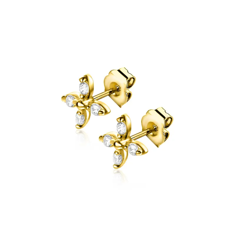 ZINZI 14K Gouden Oorknoppen met Witte Zirkonia ZGO519