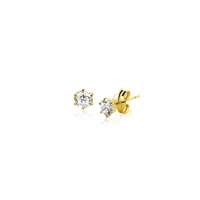 ZINZI 14K Gouden Oorknoppen met Witte Zirkonia ZGO544