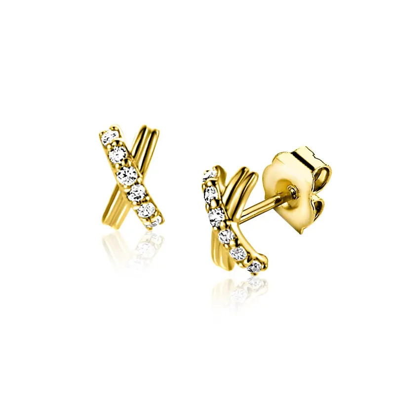 ZINZI 14K Gouden Oorknoppen met Witte Zirkonia ZGO549