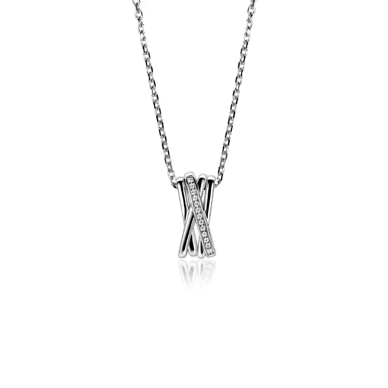 ZINZI 42 Hanger (16mm) Bezet Zirkonia's Ketting ZIC1790
