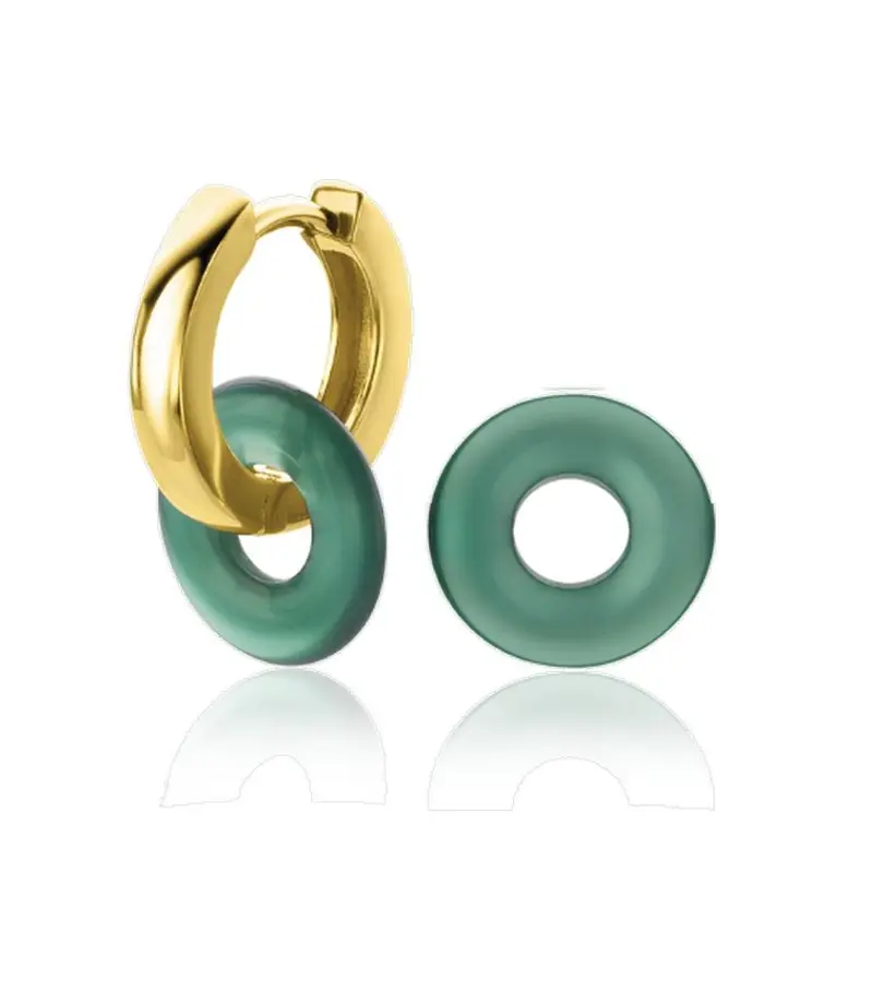 ZINZI Edelsteen Oorbedels met Groene Agaat ZICH2274G