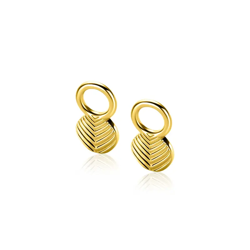 ZINZI gold plated zilveren oorbedels met veertjesmotief ZICH2644G - 11mm (zonder Oorbedels)