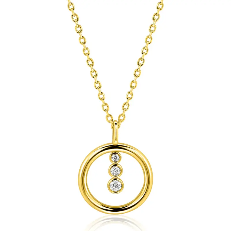 ZINZI goldplated zilveren ketting 45cm met ronde hanger (18mm) ZIC2820Y