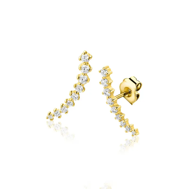 ZINZI goldplated zilveren oorstekers met asymmetrische curve ZIO2818