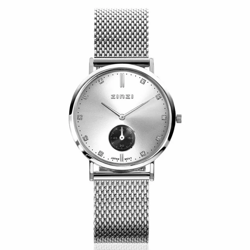 ZINZI Horloge met Witte Zirkonia ZIW539M