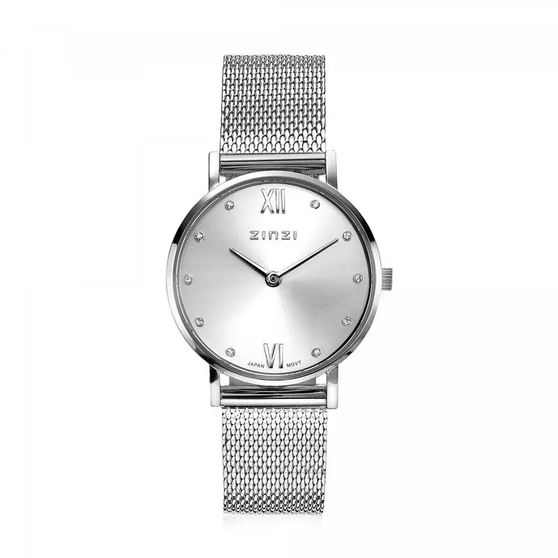 ZINZI Horloge met Witte Zirkonia ZIW628M