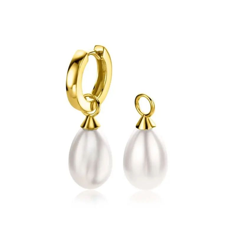 ZINZI Plated met Parel Oorbedels ZICH355WG