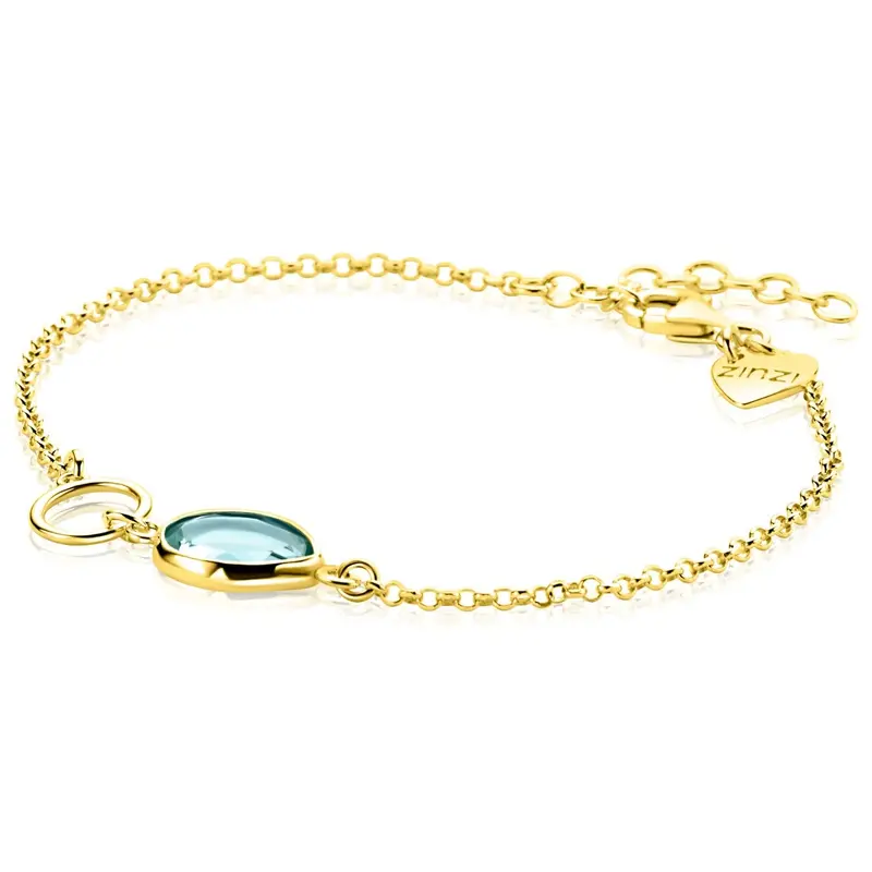 ZINZI Verguld Zilveren Armband met Blauwe Kleursteen ZIA2716G