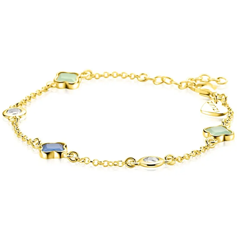 ZINZI Verguld Zilveren Armband met Groene Kleursteen ZIA2509
