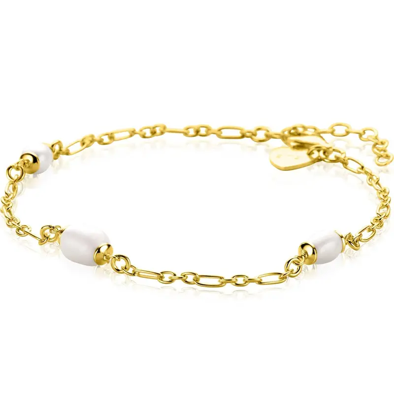 ZINZI Verguld Zilveren Armband met Witte Parel ZIA2588