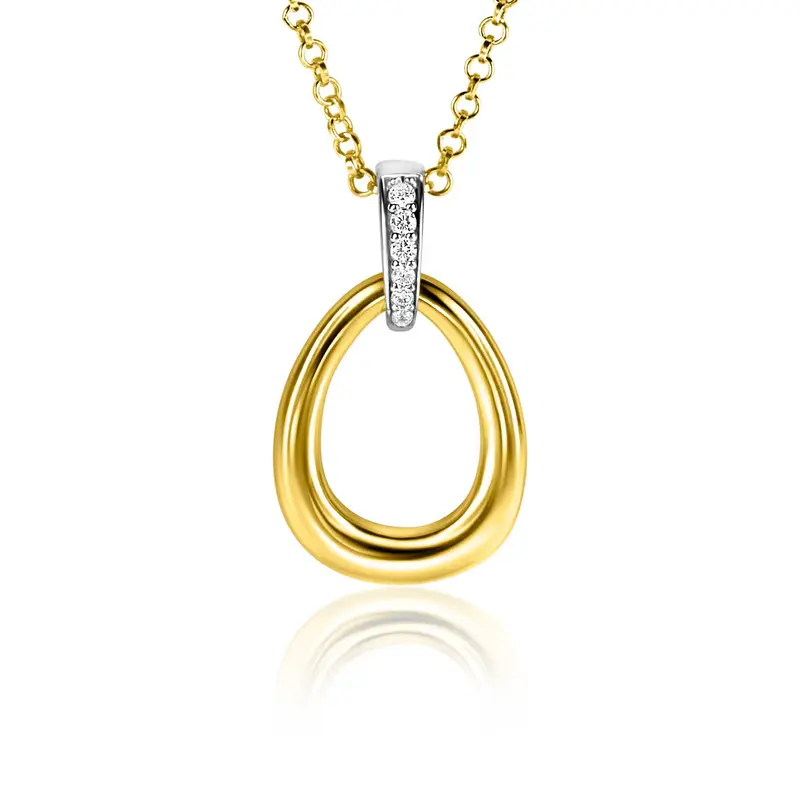 ZINZI Verguld Zilveren Hanger met Witte Zirkonia ZIH1709Y