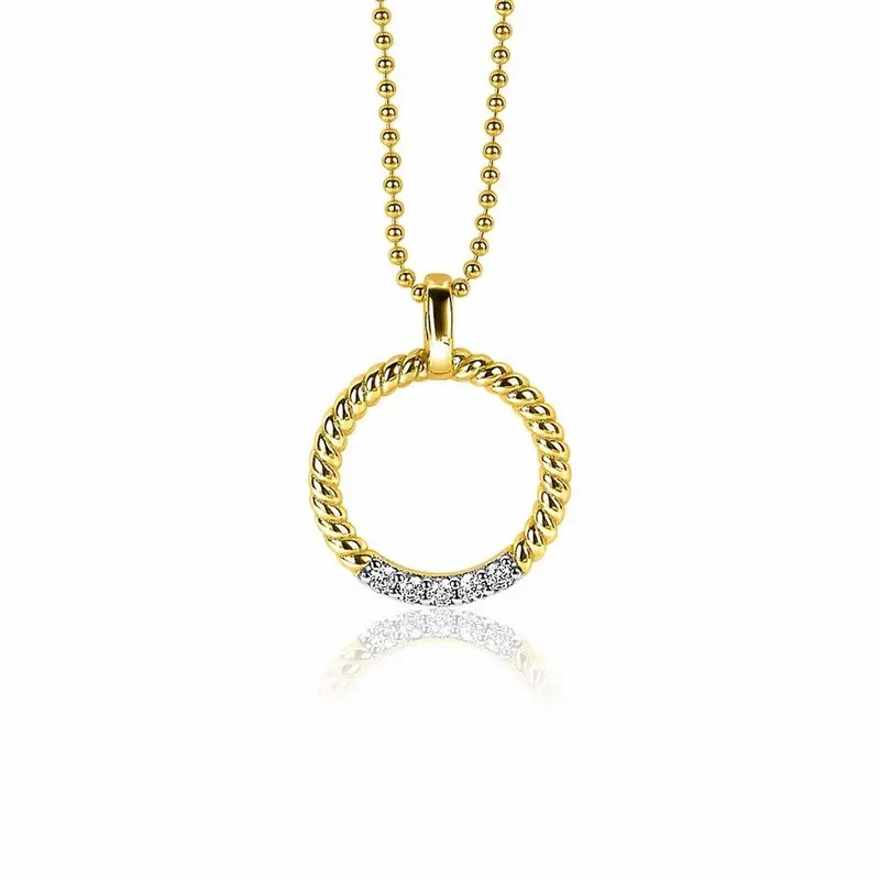 ZINZI Verguld Zilveren Hanger met Witte Zirkonia ZIH2128Y