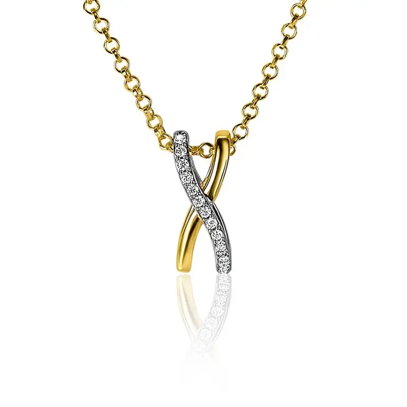 ZINZI Verguld Zilveren Hanger met Witte Zirkonia ZIH2234