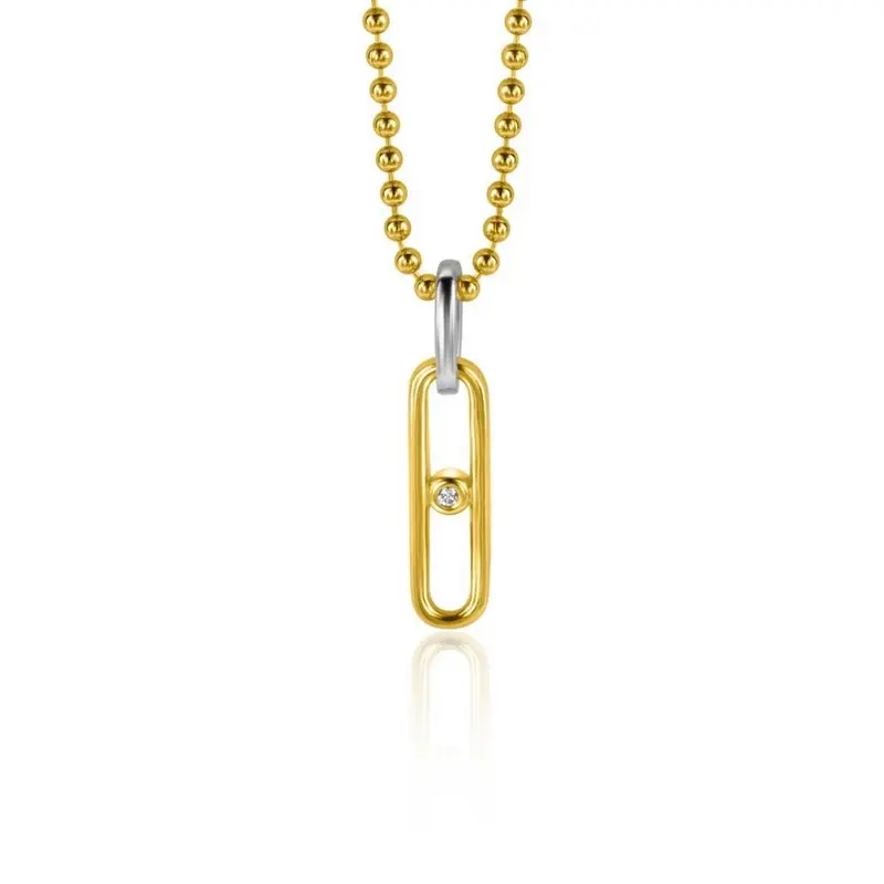ZINZI Verguld Zilveren Hanger met Witte Zirkonia ZIH2300