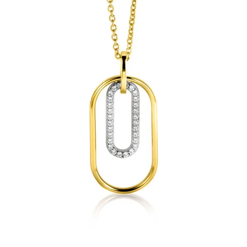 ZINZI Verguld Zilveren Hanger met Witte Zirkonia ZIH2329