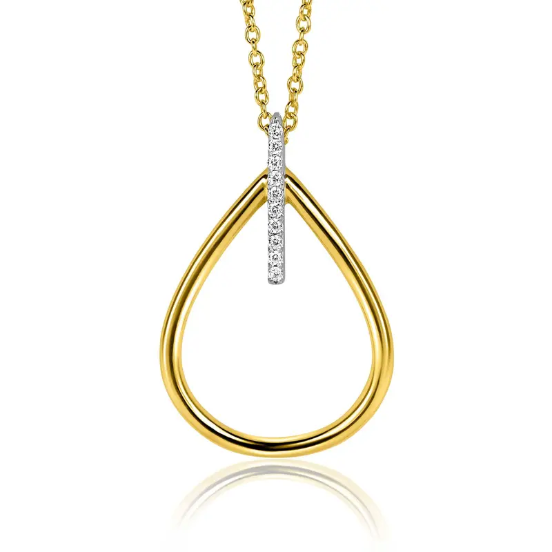 ZINZI Verguld Zilveren Hanger met Witte Zirkonia ZIH2619