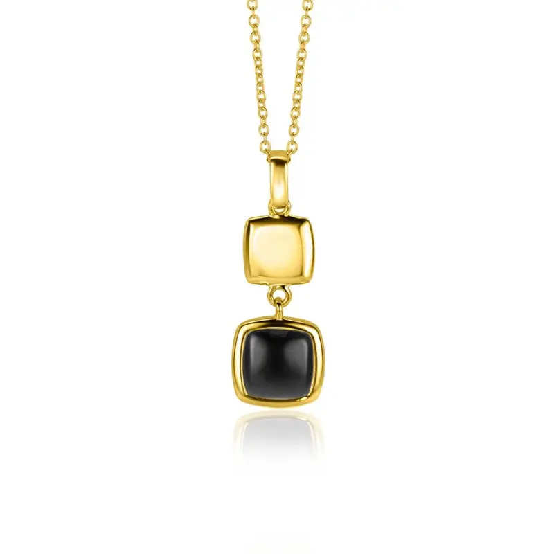 ZINZI Verguld Zilveren Hanger met Zwarte Onyx ZIH2257G
