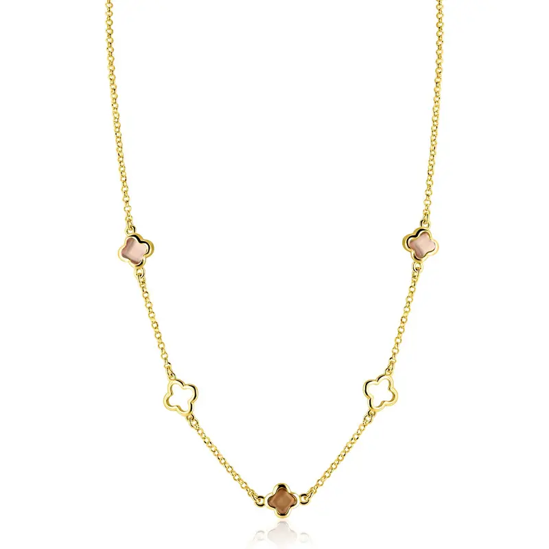 ZINZI Verguld Zilveren Ketting met Bruine Zirkonia ZIC2772