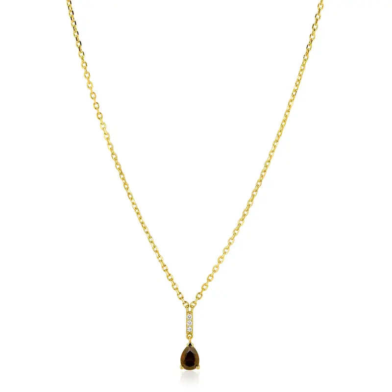 ZINZI Verguld Zilveren Ketting met Bruine Zirkonia ZIC2804