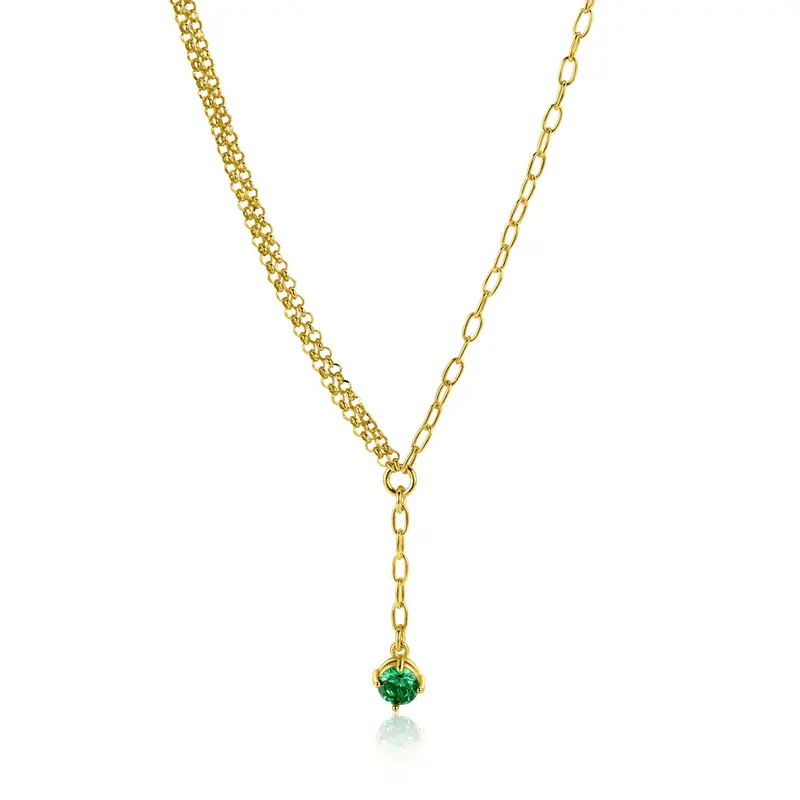ZINZI Verguld Zilveren Ketting met Groene Zirkonia ZIC2660G