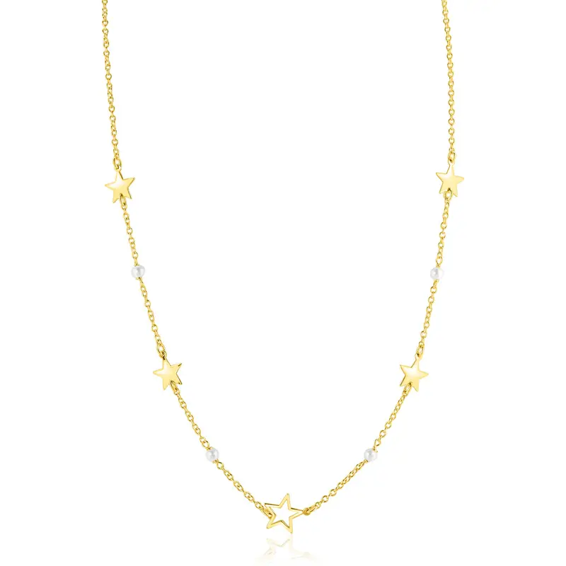ZINZI Verguld Zilveren Ketting met Witte Parel ZIC2780