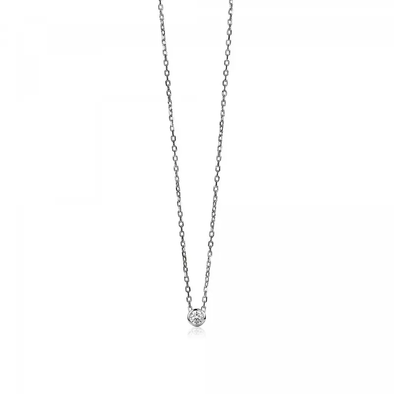 ZINZI Verguld Zilveren Ketting met Witte Zirkonia ZIC1393