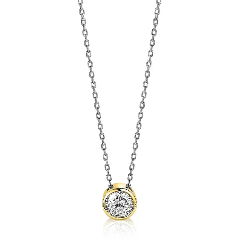 ZINZI Verguld Zilveren Ketting met Witte Zirkonia ZIC1775G
