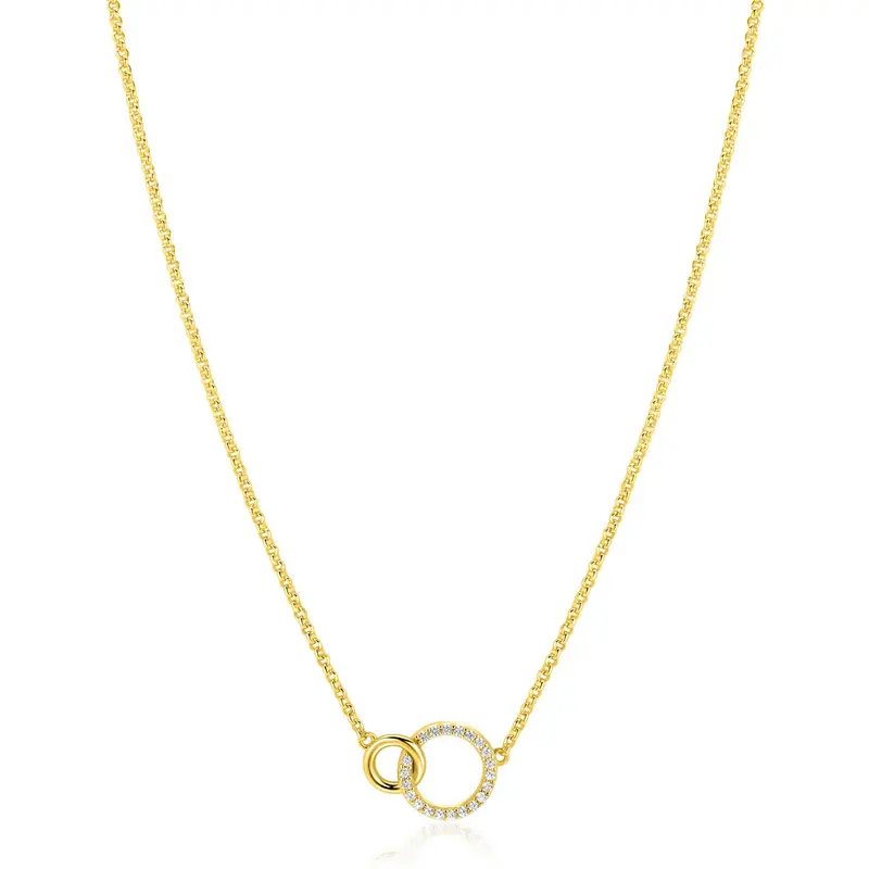 ZINZI Verguld Zilveren Ketting met Witte Zirkonia ZIC1782Y