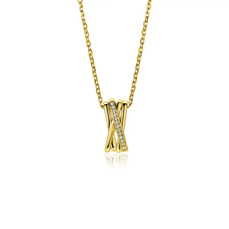 ZINZI Verguld Zilveren Ketting met Witte Zirkonia ZIC1790Y