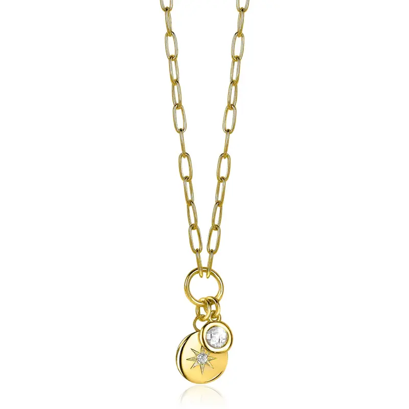 ZINZI Verguld Zilveren Ketting met Witte Zirkonia ZIC1994G