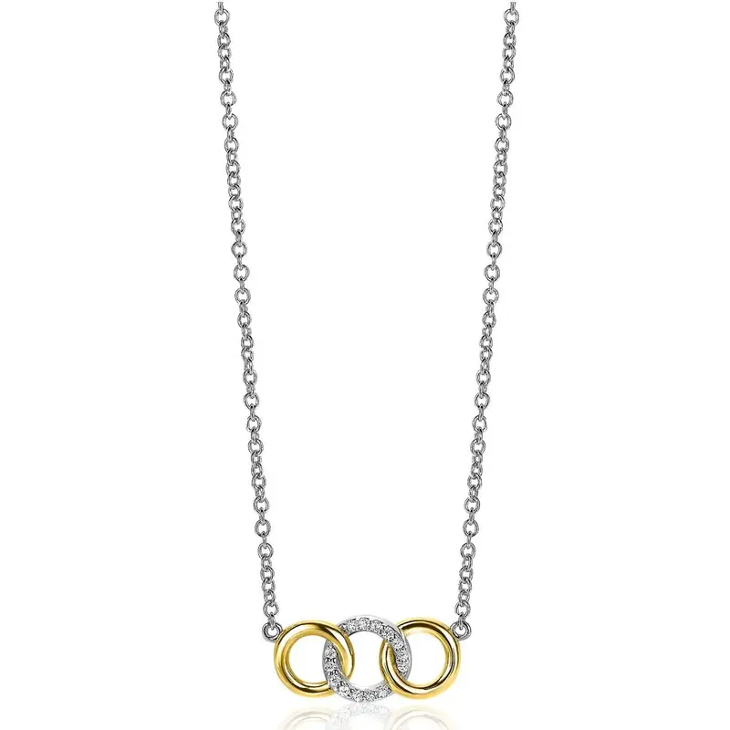 ZINZI Verguld Zilveren Ketting met Witte Zirkonia ZIC2045Y