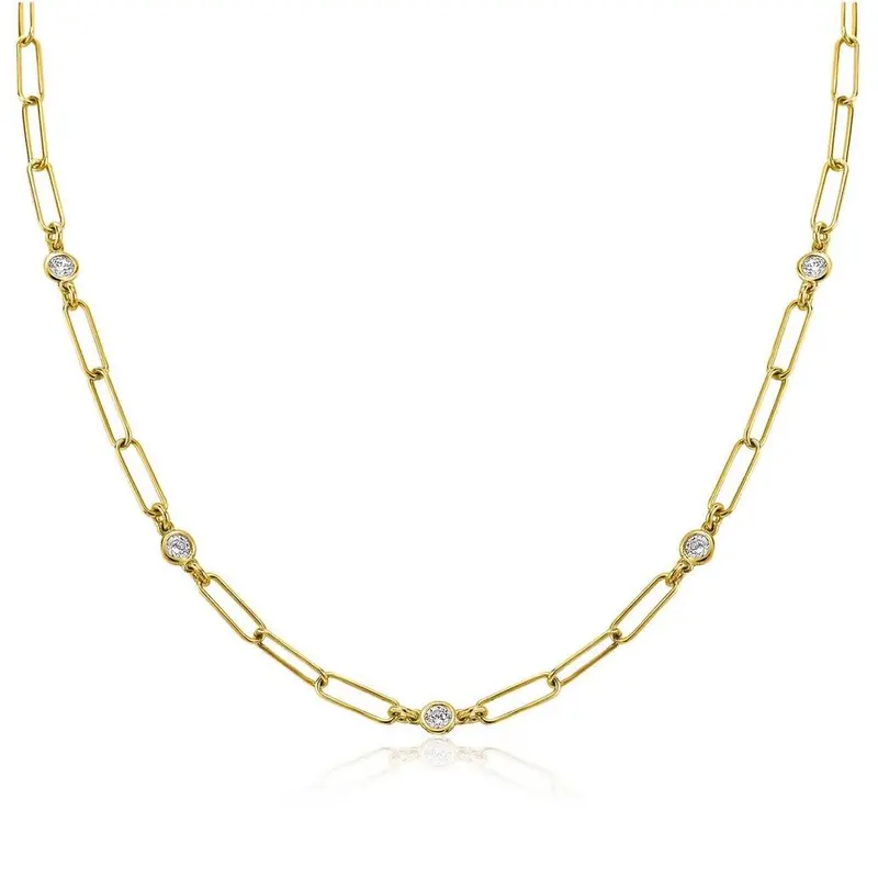 ZINZI Verguld Zilveren Ketting met Witte Zirkonia ZIC2079Y