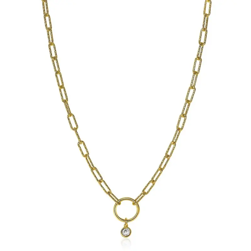 ZINZI Verguld Zilveren Ketting met Witte Zirkonia ZIC2200Y