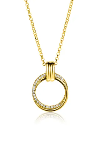 ZINZI Verguld Zilveren Ketting met Witte Zirkonia ZIC2266Y