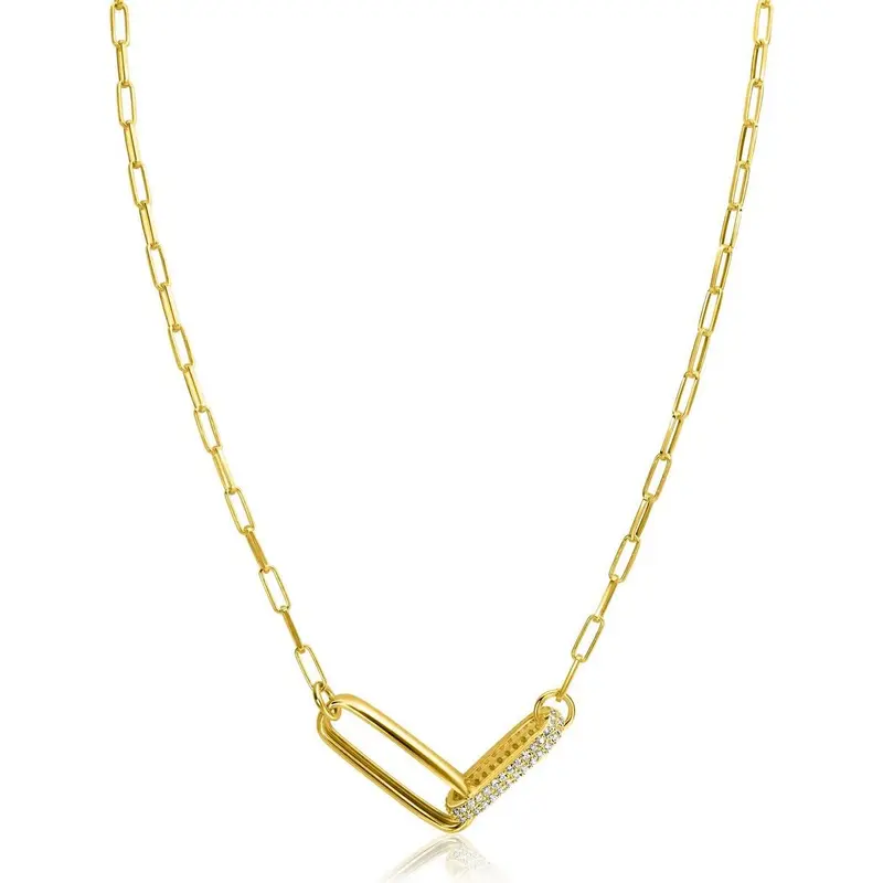 ZINZI Verguld Zilveren Ketting met Witte Zirkonia ZIC2371Y
