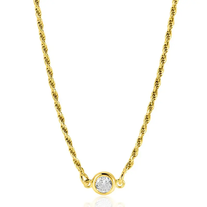 ZINZI Verguld Zilveren Ketting met Witte Zirkonia ZIC2461Y