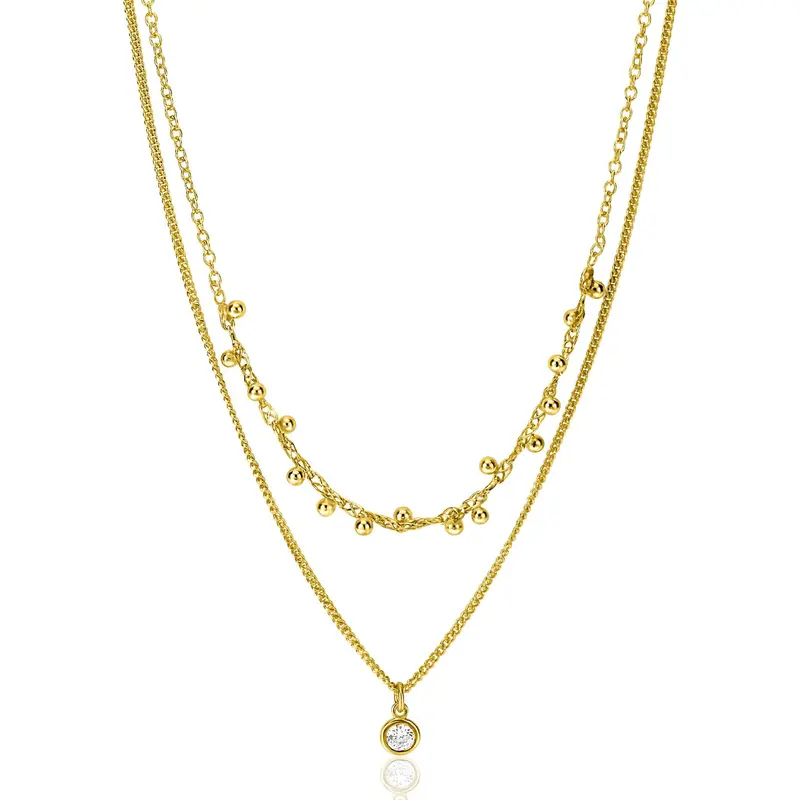 ZINZI Verguld Zilveren Ketting met Witte Zirkonia ZIC2520Y