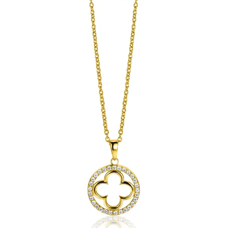 ZINZI Verguld Zilveren Ketting met Witte Zirkonia ZIC2617Y