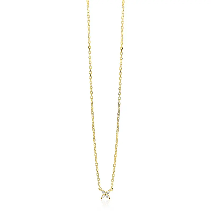 ZINZI Verguld Zilveren Ketting met Witte Zirkonia ZIC2624