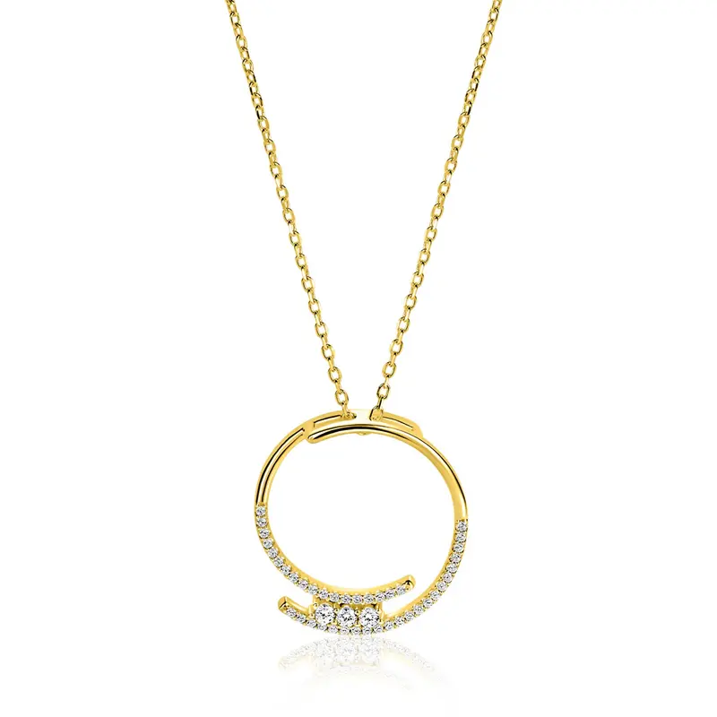 ZINZI Verguld Zilveren Ketting met Witte Zirkonia ZIC2645Y