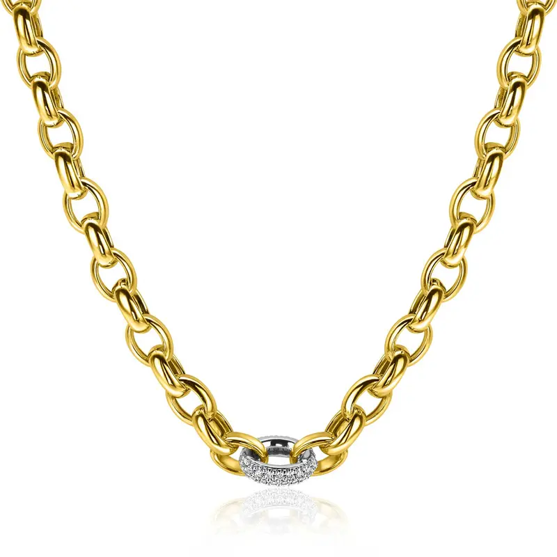 ZINZI Verguld Zilveren Ketting met Witte Zirkonia ZIC2664
