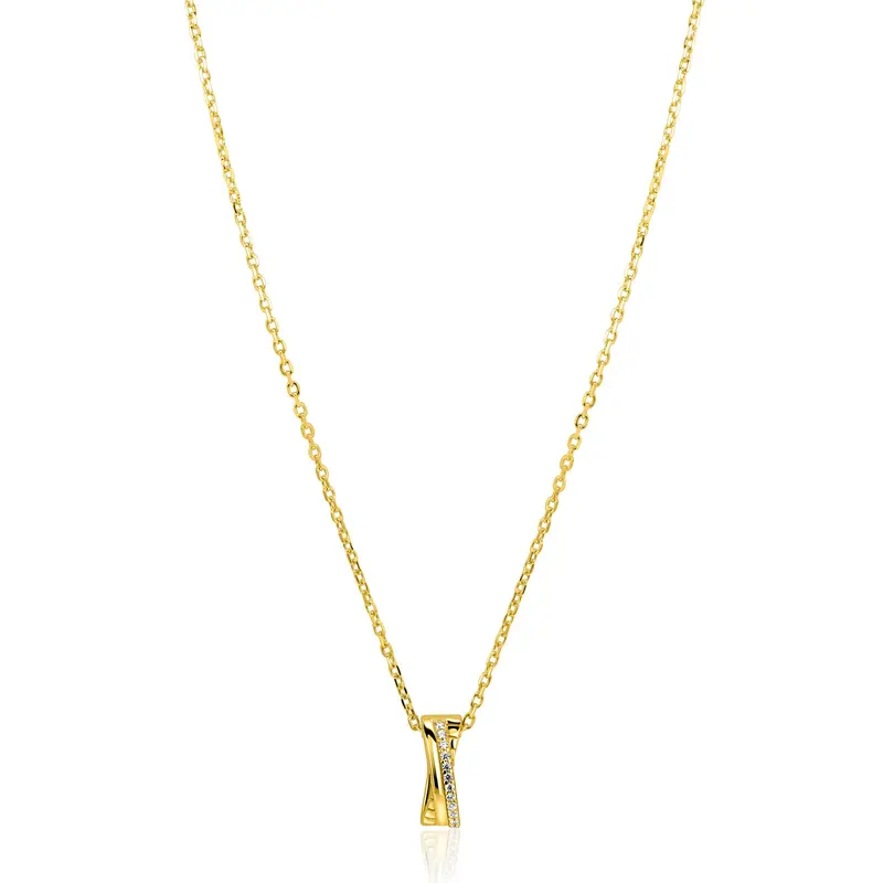 ZINZI Verguld Zilveren Ketting met Witte Zirkonia ZIC2801