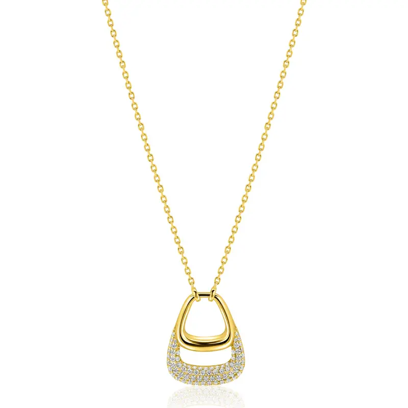 ZINZI Verguld Zilveren Ketting met Witte Zirkonia ZIC2806Y