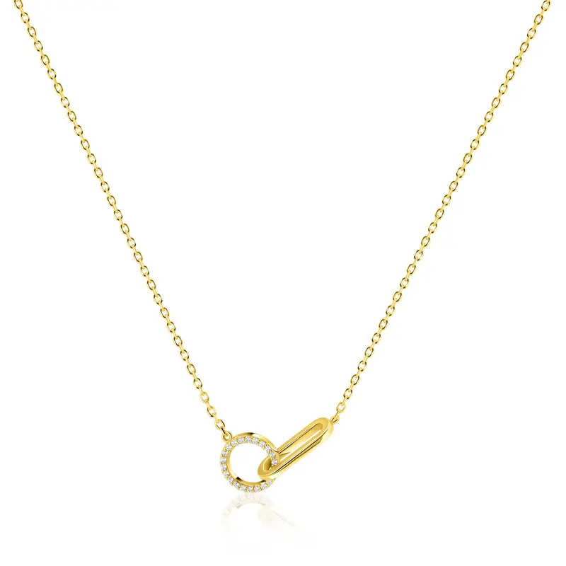 ZINZI Verguld Zilveren Ketting met Witte Zirkonia ZIC2809