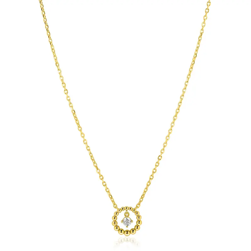 ZINZI Verguld Zilveren Ketting met Witte Zirkonia ZIC2816